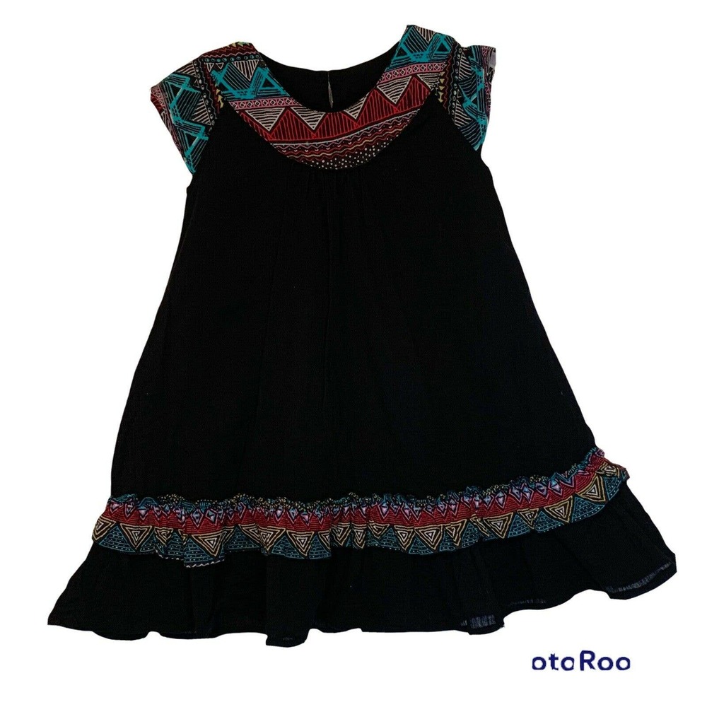 YOUNG BIRDS Sun Halter Dress Black Bohemian Boho Hippy Lined Black Girls Size 5